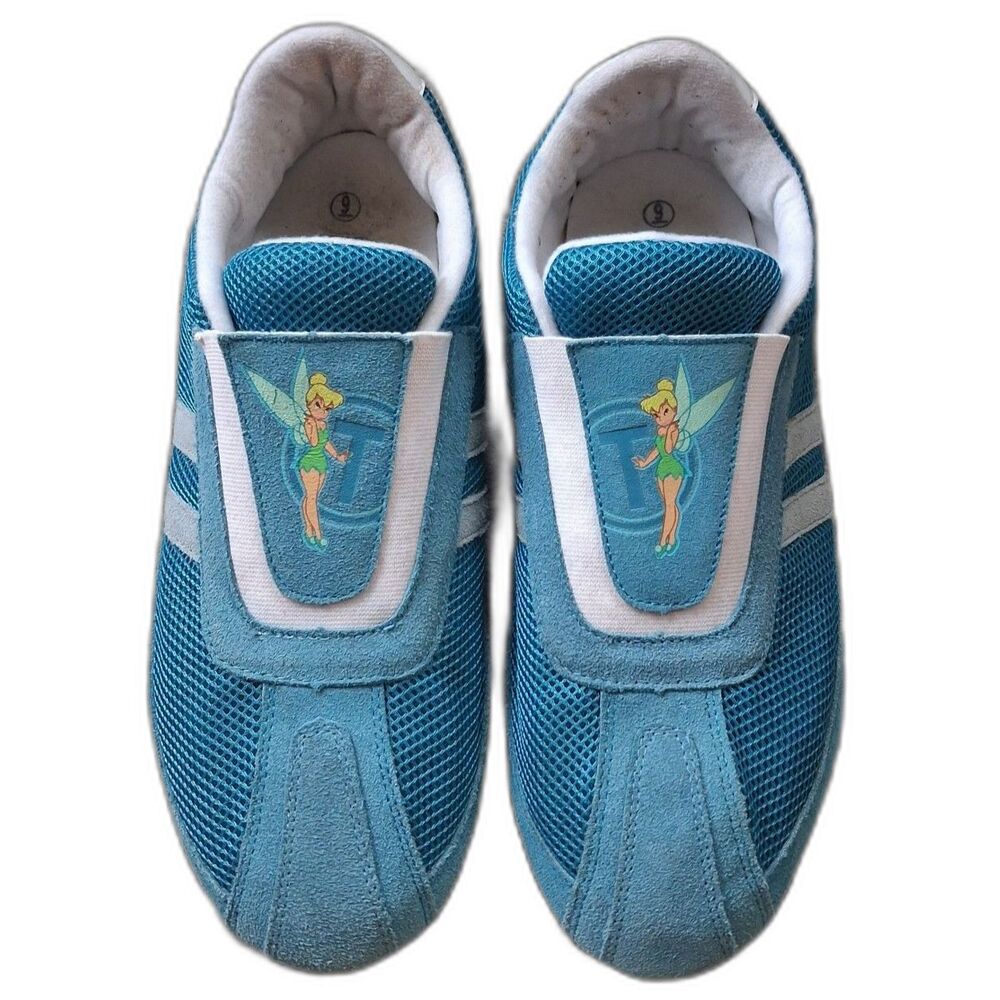 Disney Tinker Bell Blue Suede Mesh Slip On Sneakers Size 9